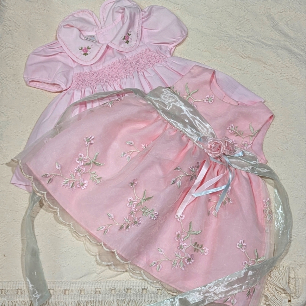 Set of 2 Baby Girl Pink Floral Dresses Size 6M